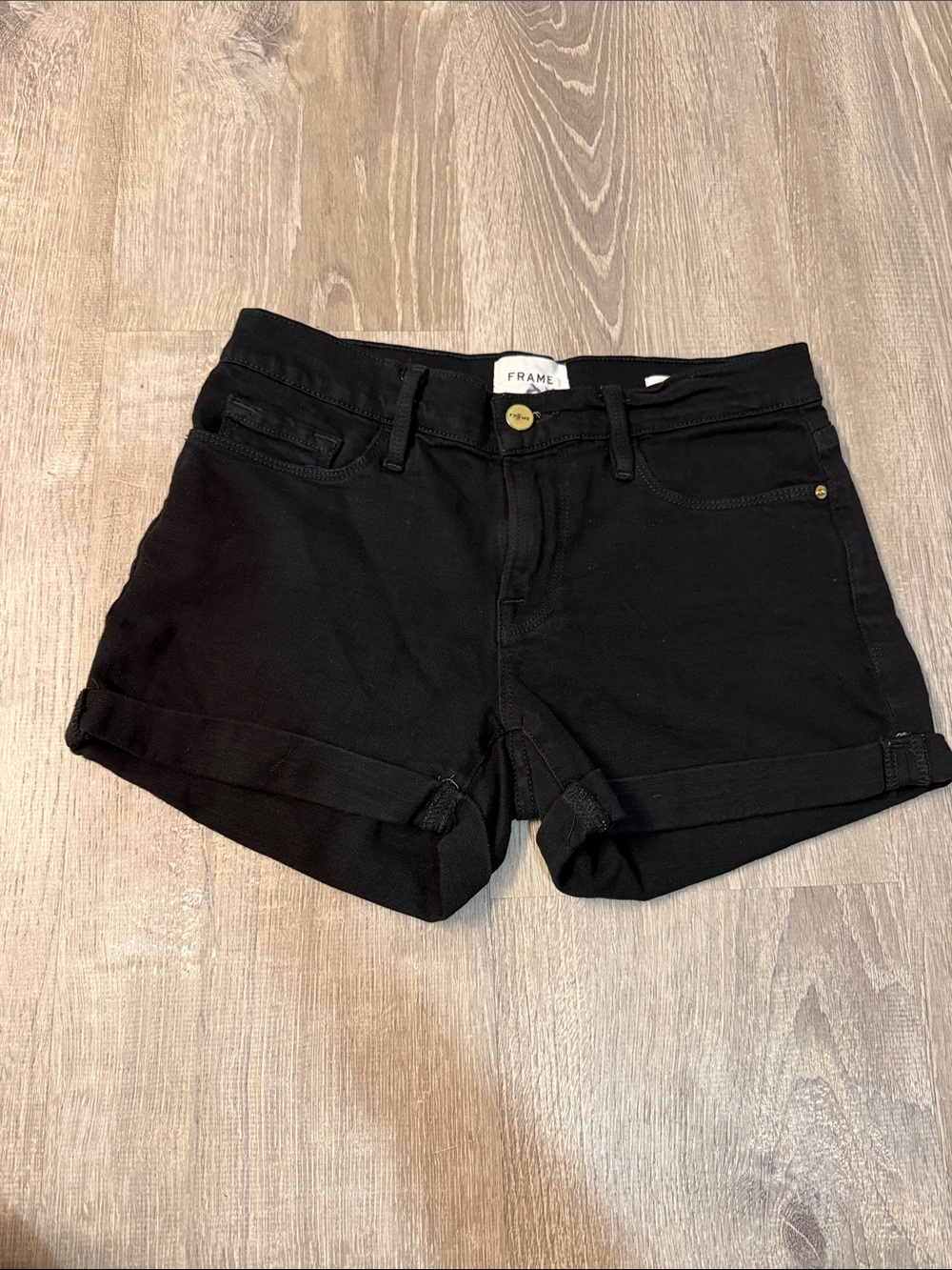 Frame Denim black denim shorts size 24